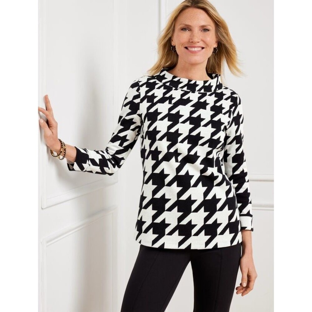 Talbots Houndstooth Jacquard Top, Small